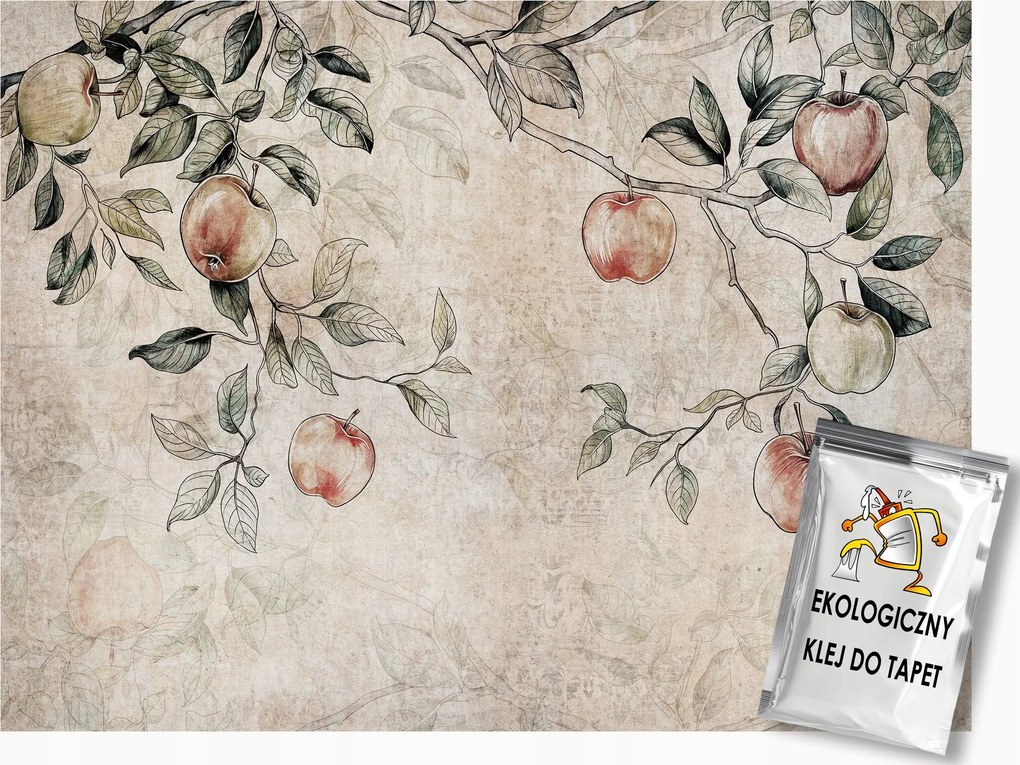 Fotótapéta Flizelina Fa Ágak Gyümölcsök Alma Retro Vintage 350x250 ragasztó
