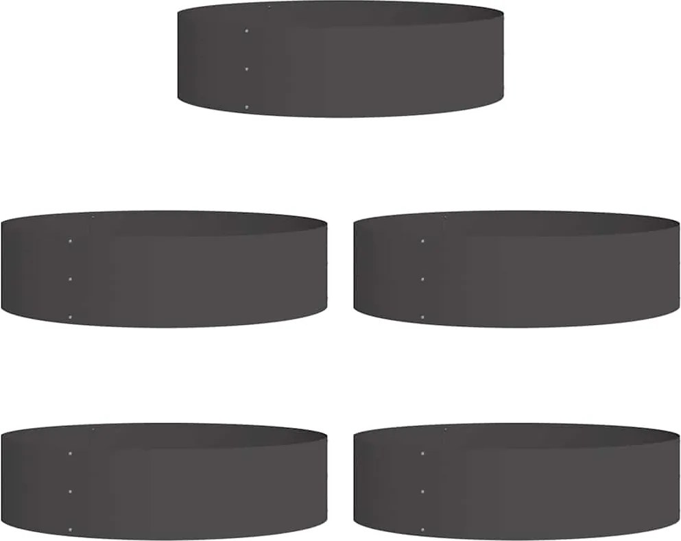 vidaXL Ültető gyűrű 5 pcs Fekete 80 x 80 x 20 cm