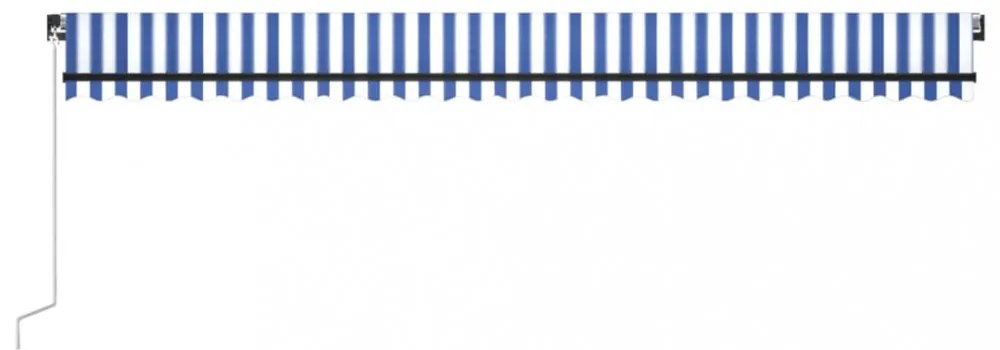 kék és fehér kézzel kihúzható napellenző 600 x 350 cm