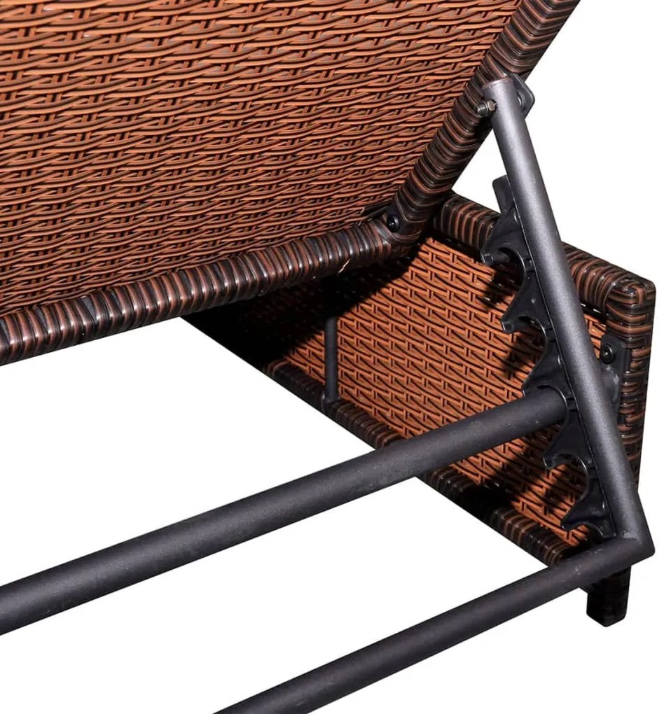 2 db barna polyrattan dönthető kerti szék asztallal