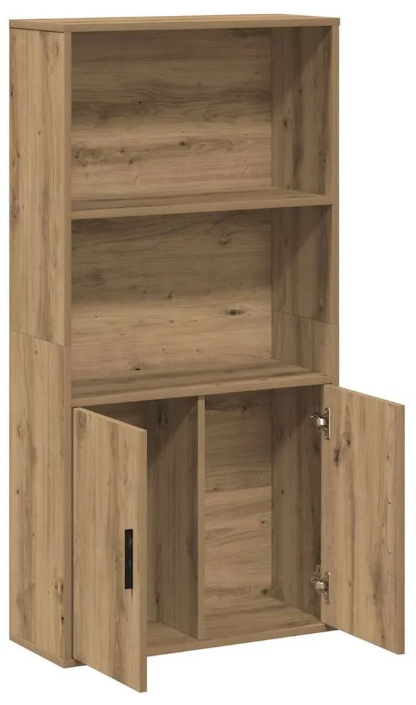 kézműves tölgy színű szerelt fa könyvespolc 60x24x120 cm
