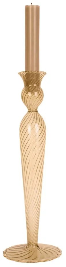 Swirl világosbarna üveg gyertyatartó, magasság 26,5 cm - PT LIVING