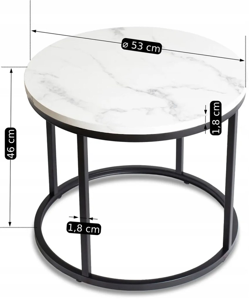 Dohányzóasztal, fehér márvány/fekete CONNY