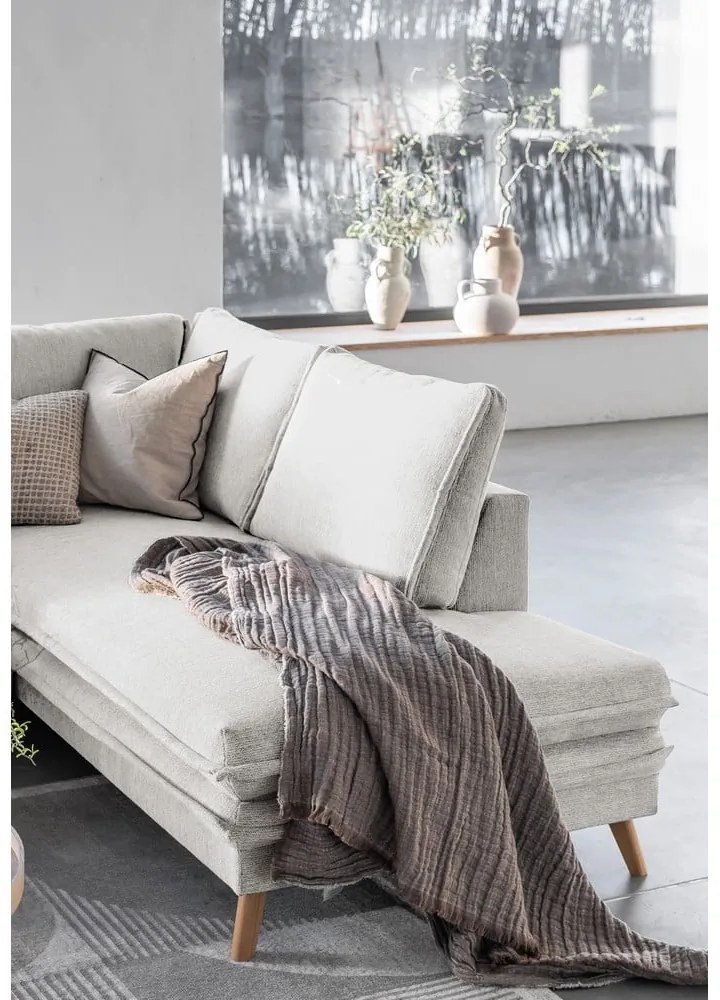 Bézs kinyitható sarokkanapé (jobb oldali) Charming Charlie – Miuform