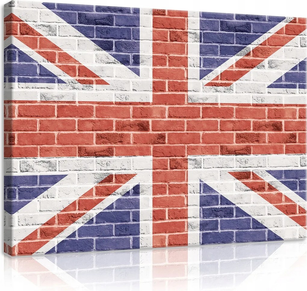 Vászonkép 80x60 Union Jack zászló tégla fal textúra urban hazaszeretet művészet