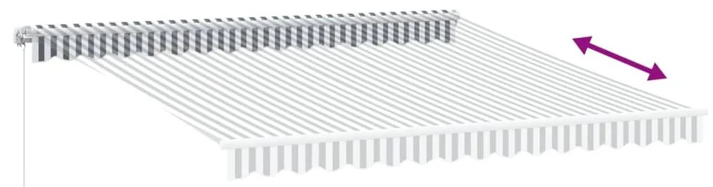 antracitszürke-fehér LED-es kézi napellenző 400 x 350 cm
