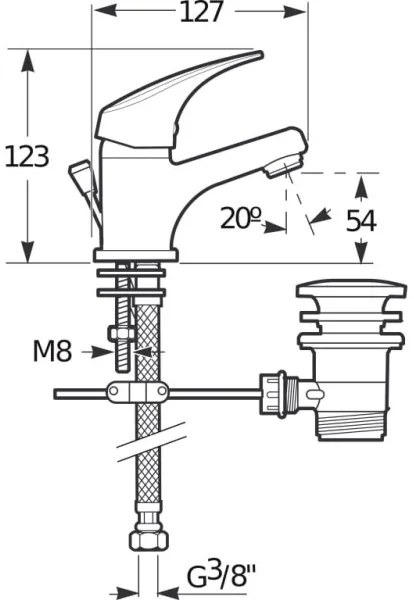JIKA H3111N10041111 - TALAS 12,3 cm mosdó csaptelep túlfolyóval, króm
