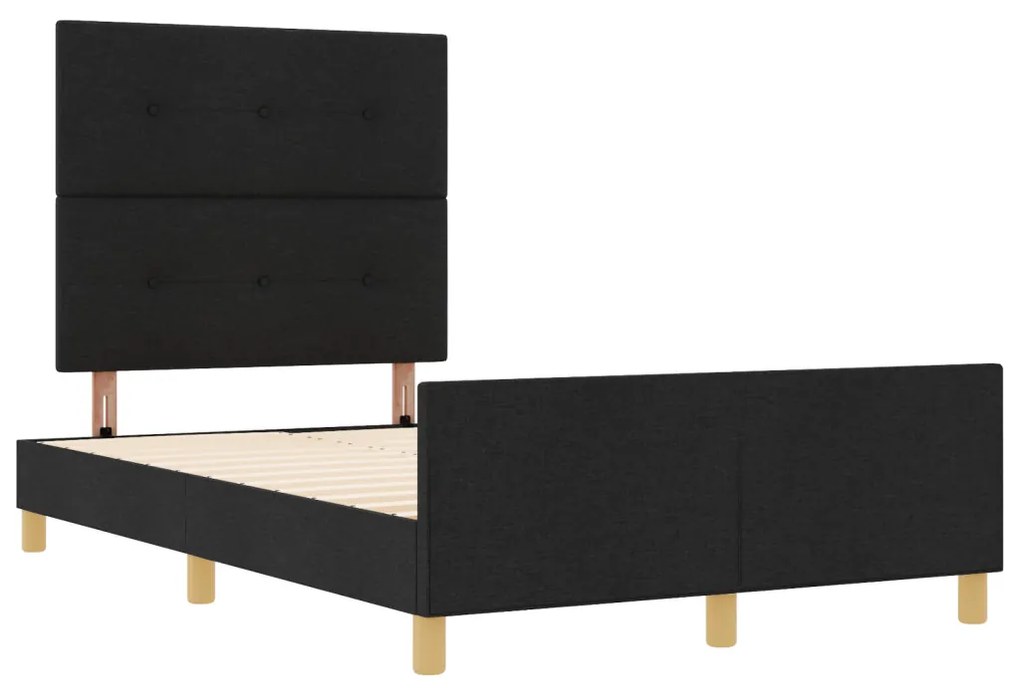 vidaXL Ágykeret fejtámlával Fekete 120 x 190 cm szövet