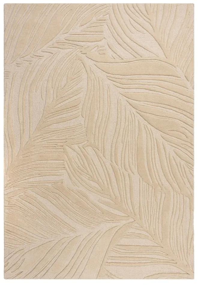 Lino Leaf bézs gyapjú szőnyeg, 160 x 230 cm - Flair Rugs