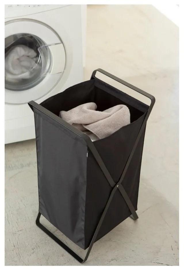 Tower Laundry összecsukható fekete szennyestartó - YAMAZAKI