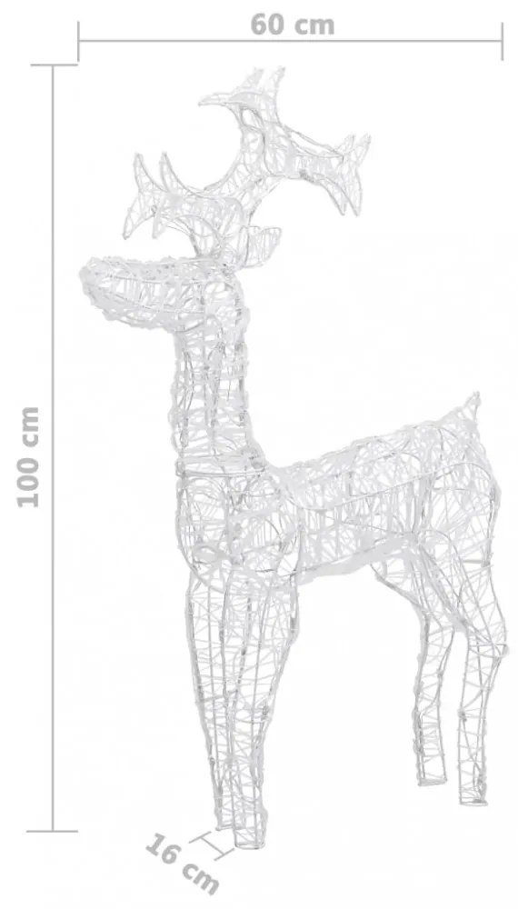 akril karácsonyi rénszarvas dekoráció 90 LED-del 60x16x100 cm