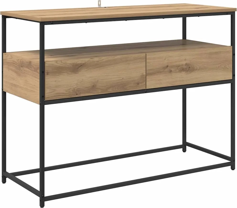 vidaXL Konzolasztal fiókkal Artisan tölgy 100 x 40 x 75 cm Faanyag