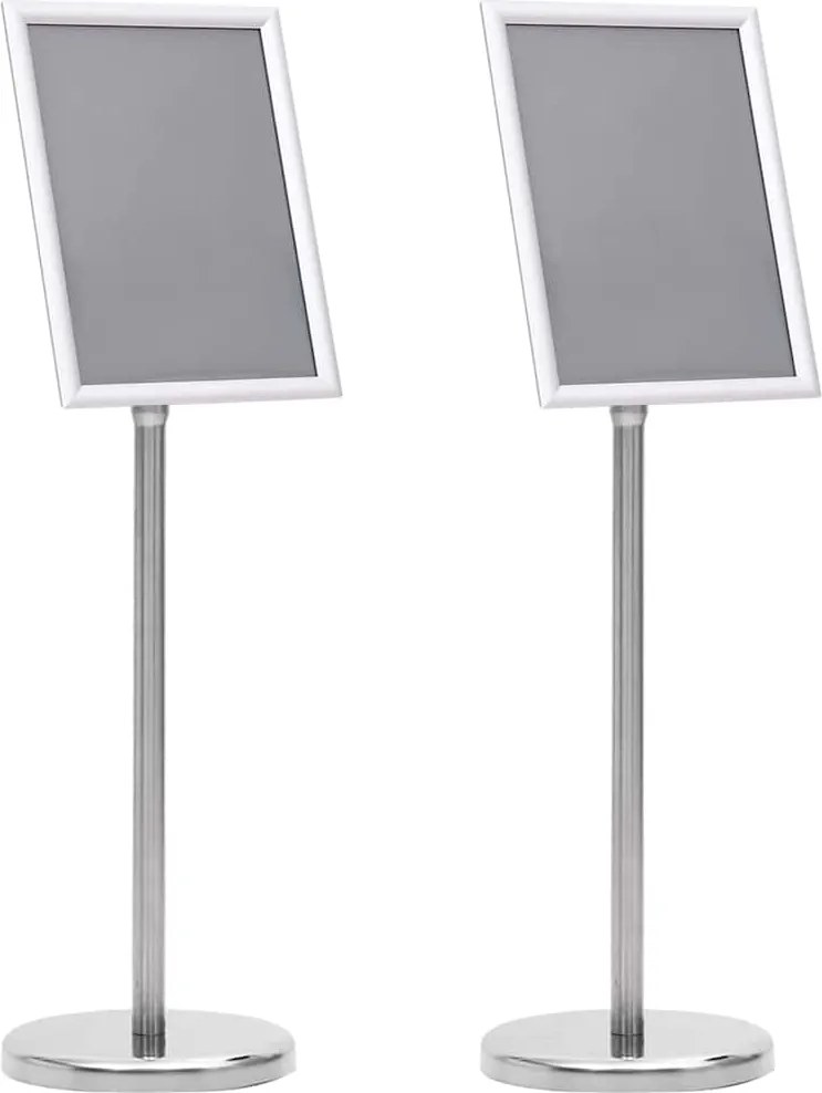vidaXL Poszter Állványok 2 pcs Ezüst 32,7 x 24 x 108 cm Alumínium