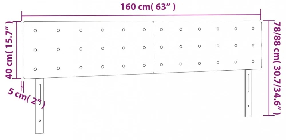 világosszürke szövet LED-es fejtámla 160x5x78/88 cm