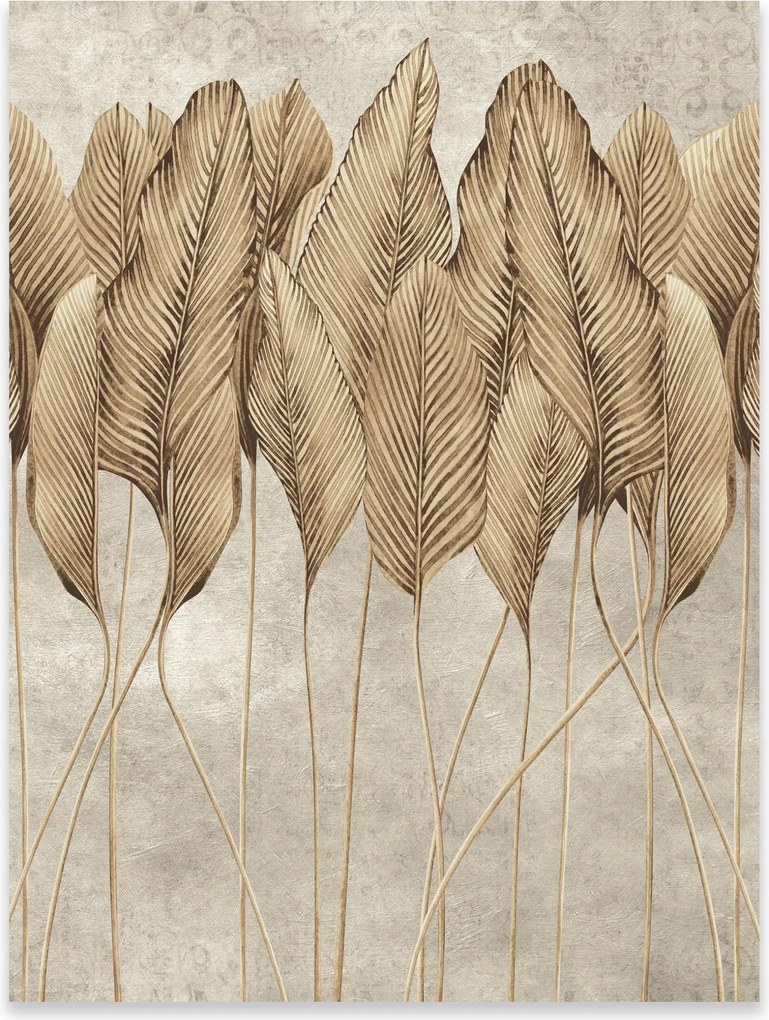 Poszter Falra Boho Levelek Bézs Vászonkép Hálószoba Nappali Keret Nélkül 100x70