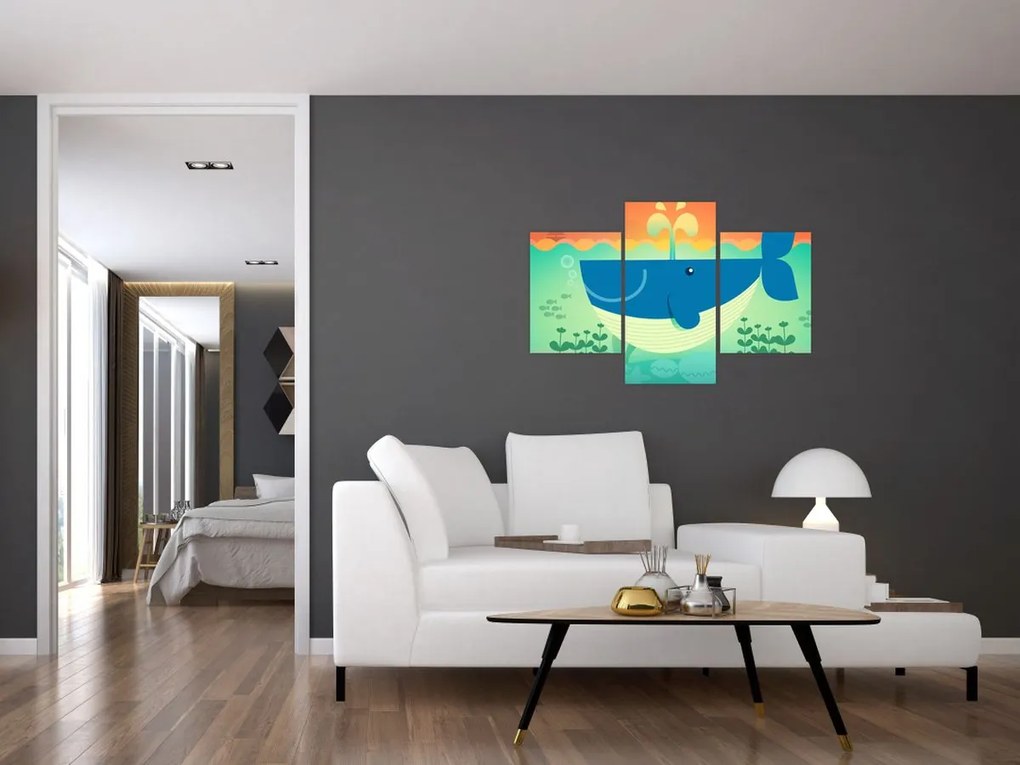 Kép - Vidám bálna a tengerben (90x60 cm)