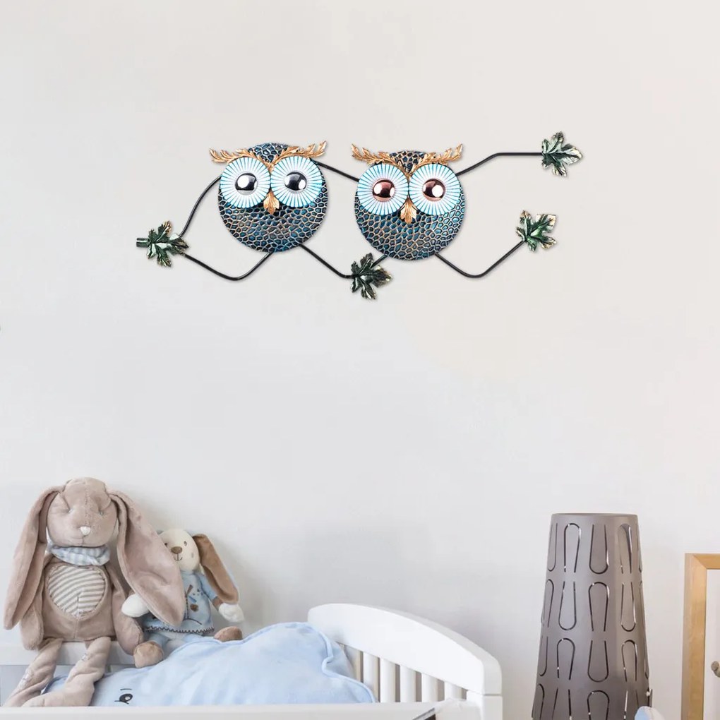 Owl fém fali dekoráció, 77×28 cm