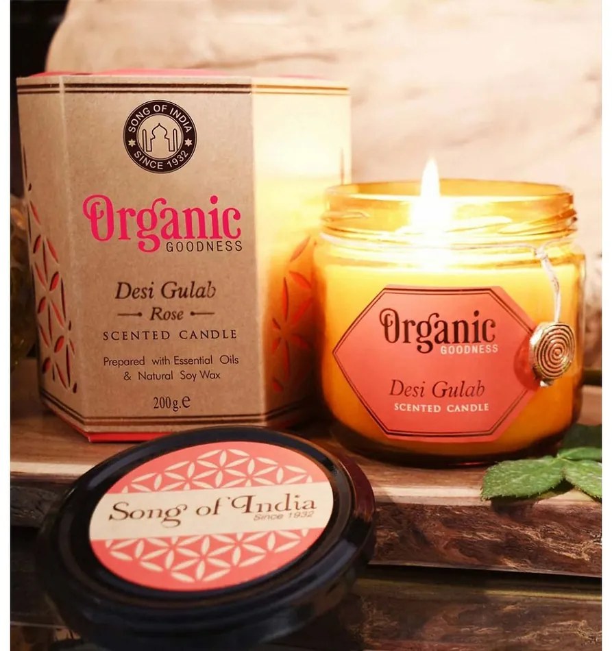 Desi Gulab - Rose 200 g organikus gyertyaborostyánsárga üvegben