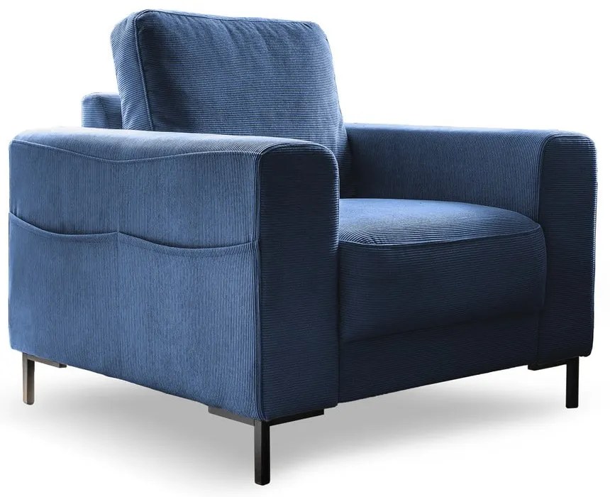 Sötétkék kordbársony fotel Lofty Lilly – Miuform