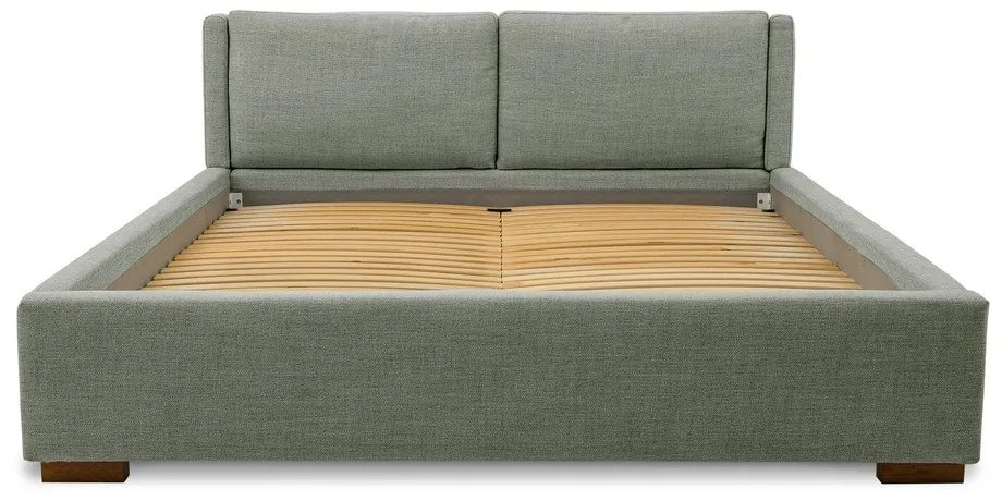 Szürke kárpitozott franciaágy ágyráccsal 180x200 cm Dreamer – Scandic