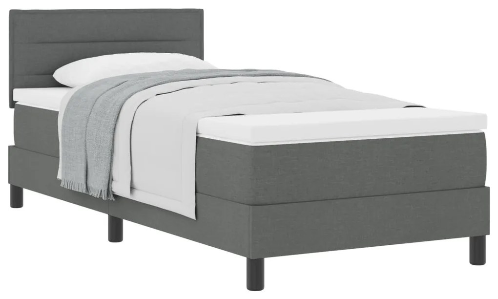 Box Spring ágy matraccal sötétszürke 90x190 cm szövet