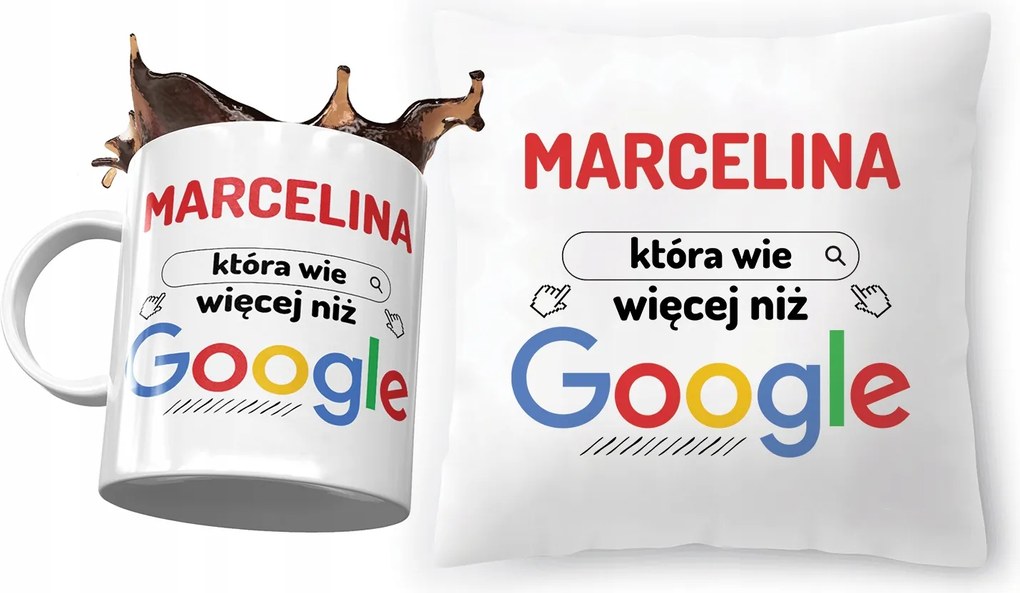 Marcelina párna ajándék bögre szett fényképes nyomtatással