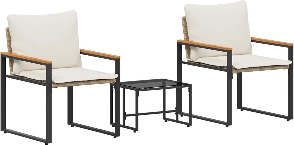 vidaXL Bútor szettek párnával 3 pcs Beige és Krémszínű Rattan