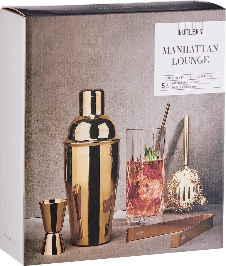 MANHATTAN LOUNGE koktél szett arany 5db
