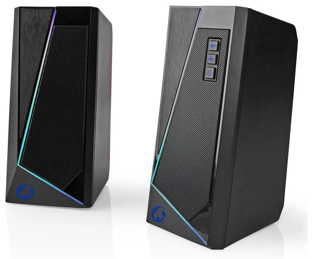 Nedis GSPR31020BK - KÉSZLET 2x LED RGB Gaming hangszóró 18W/5V