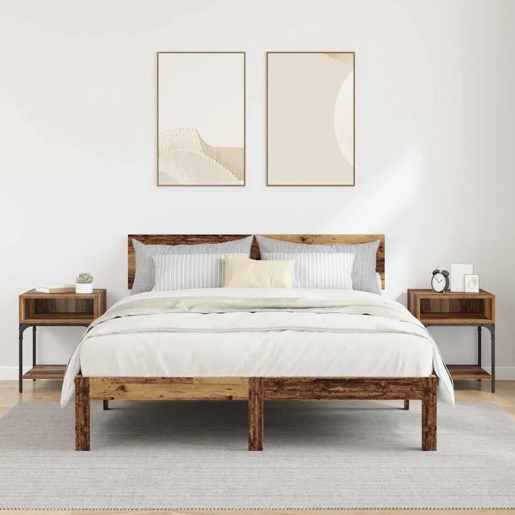 Éjjeli asztal 2 pcs Régi fa 40 x 40 x 50 cm Faanyag