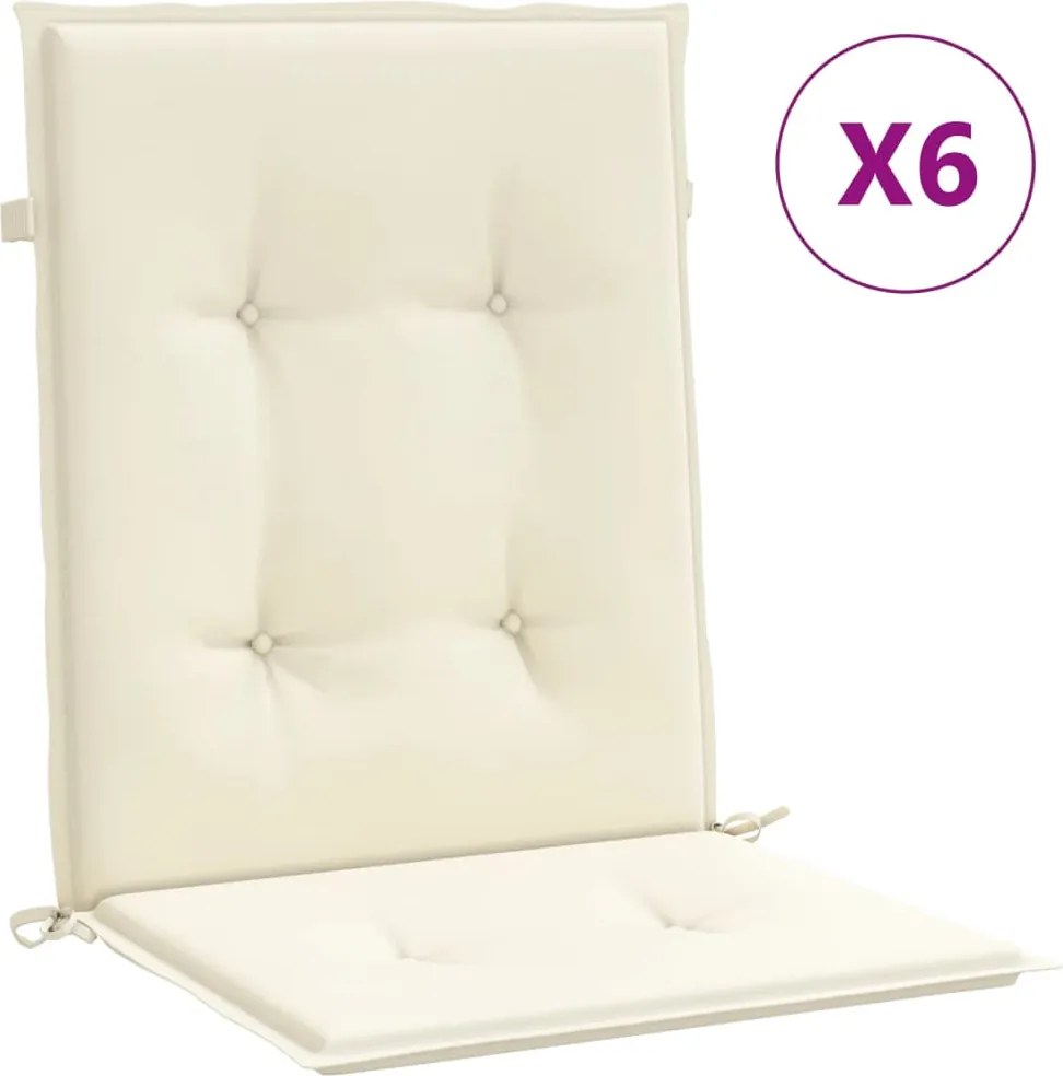 vidaXL 6 db krémszínű oxford szövet háttámlás székpárna 100x50x3 cm