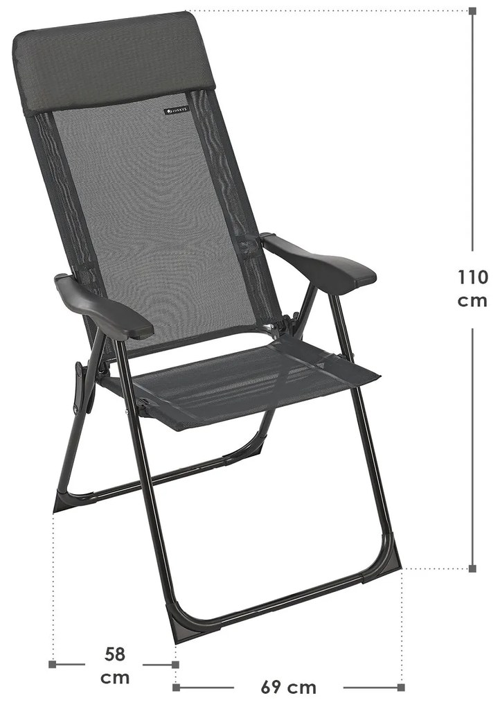 Torri kempingszék (2 db) állítható háttámlával - antracit