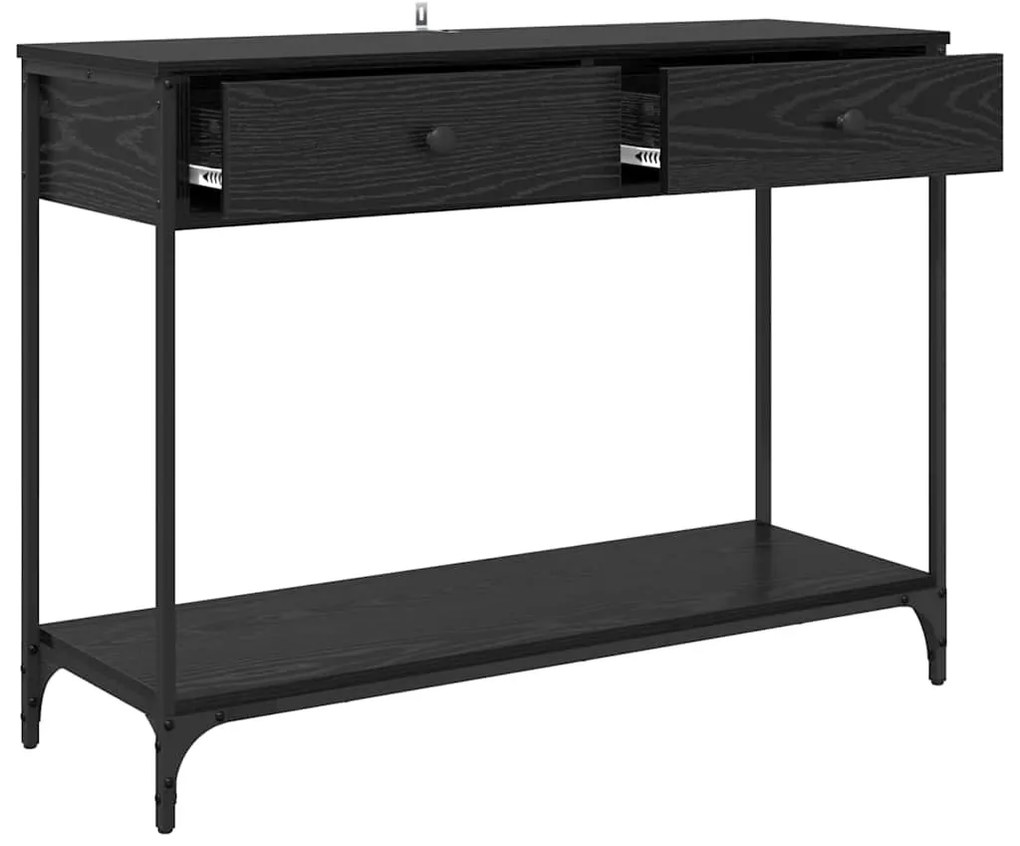 Konzolasztal fiókkal Fekete tölgy 100 x 34,5 x 75 cm Faanyag