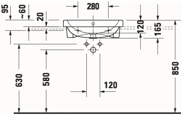 Duravit 24035500002 - Süllyesztett mosdó D-CODE 55x45,5 cm kerámia/fényes fehér