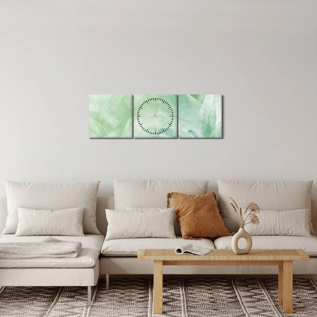 Kép - Zöld virág (órával) (90x30 cm)