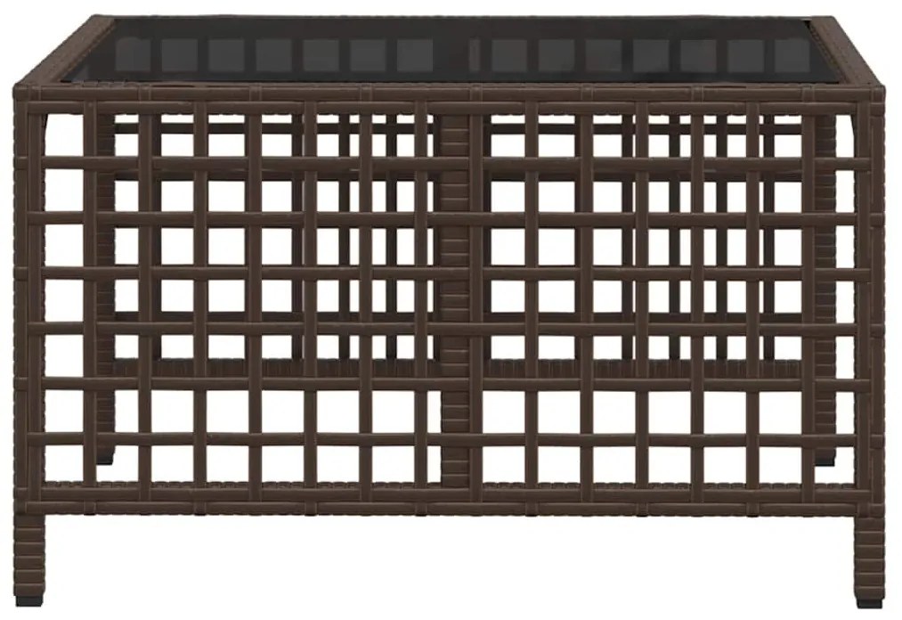 3 részes barna polyrattan kerti sarokkanapészett párnával