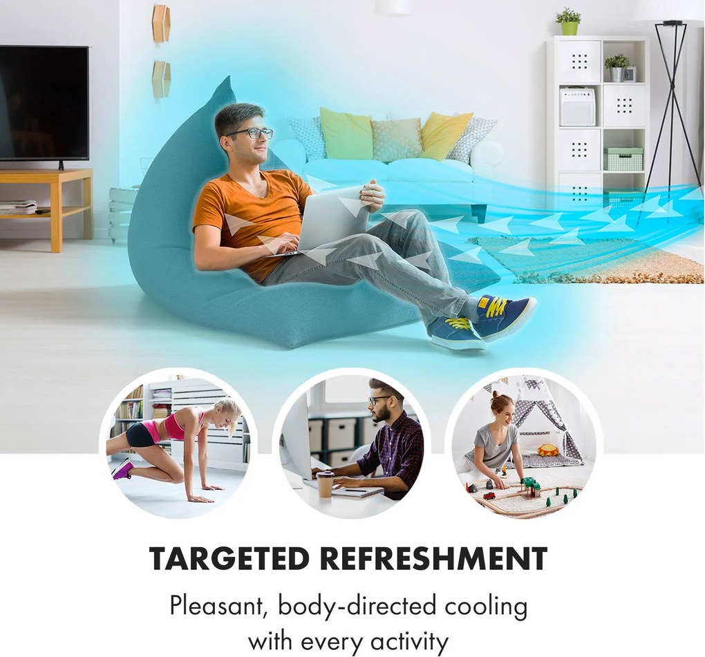 Klarstein IceWind Plus, 4 az 1-ben léghűtő, ventilátor, párásító, légtisztító, 330 m³/ó, 65 W, 7 liter, 4 sebesség, oszcilláció, ionizátor, időzítő, távirányító, mobil