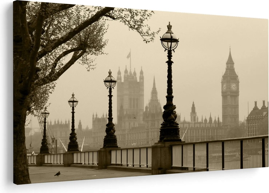 Kép - London a ködben, Anglia (90x60 cm)