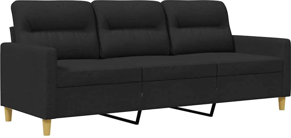 vidaXL 3 személyes fekete szövetkanapé 180 cm