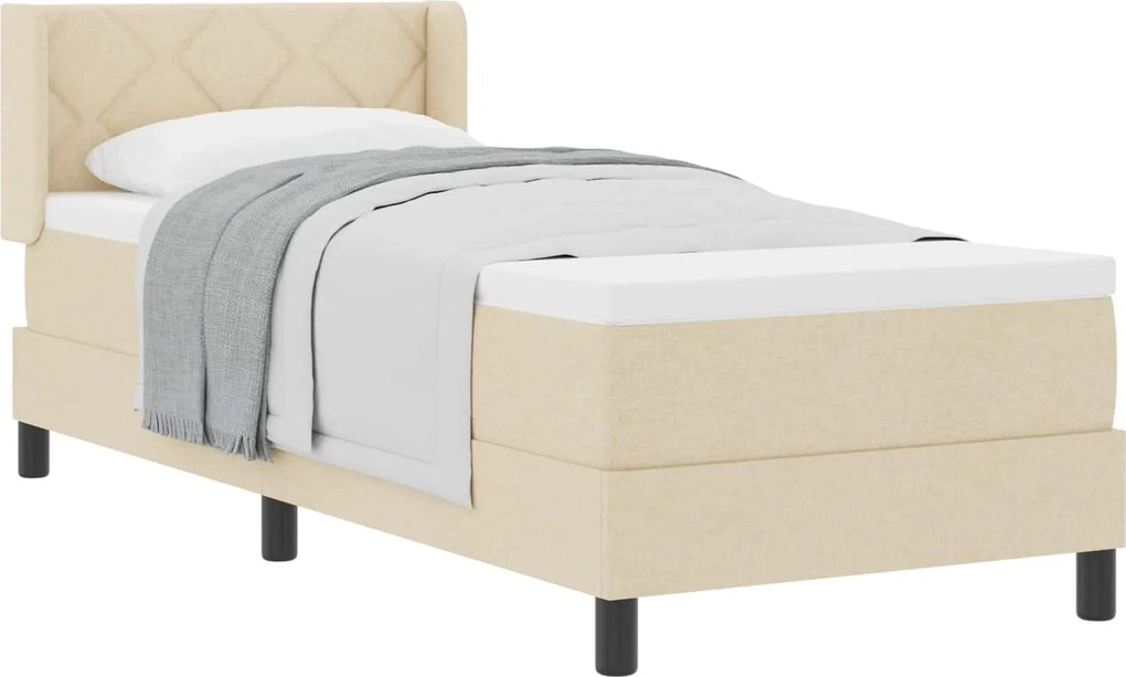 vidaXL Boxrugós ágy matracmal fejtámlával Krém 200 x 80 cm Poliészter
