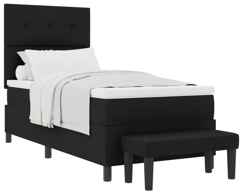 vidaXL Boxrugós ágy matracmal Fekete 100 x 200 cm szövet & Faanyag