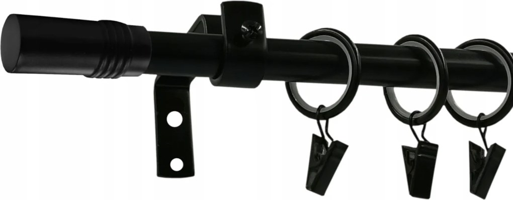 Függönykarnis Szimpla Fém loft 16 mm szín Fekete Matt mix végek 120 cm