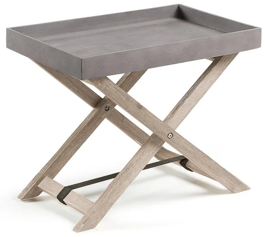 Stahl szürke összecsukható kisasztal akácfából - La Forma