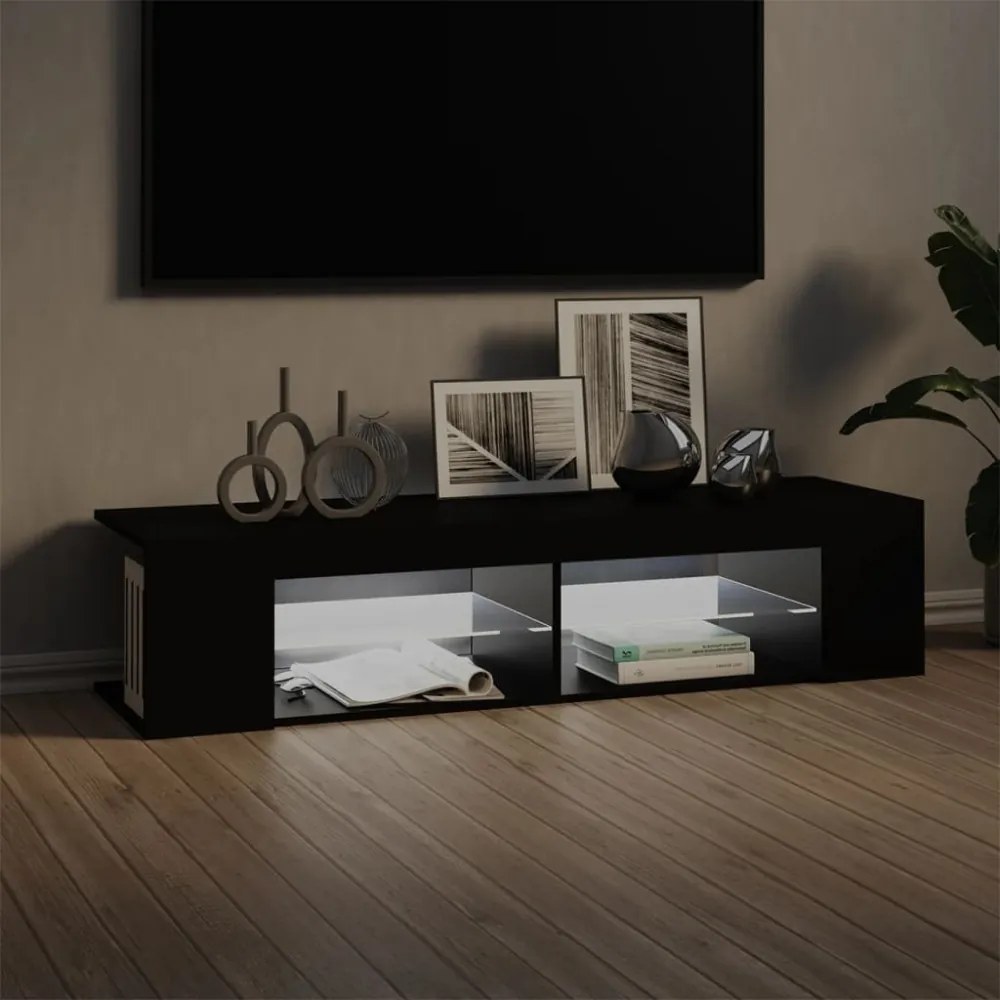 fekete TV-szekrény LED-lámpákkal 135 x 39 x 30 cm