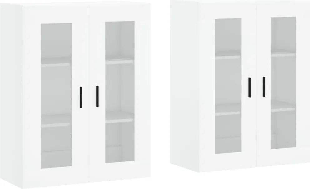vidaXL 2 db fehér szerelt fa falra szerelhető szekrény
