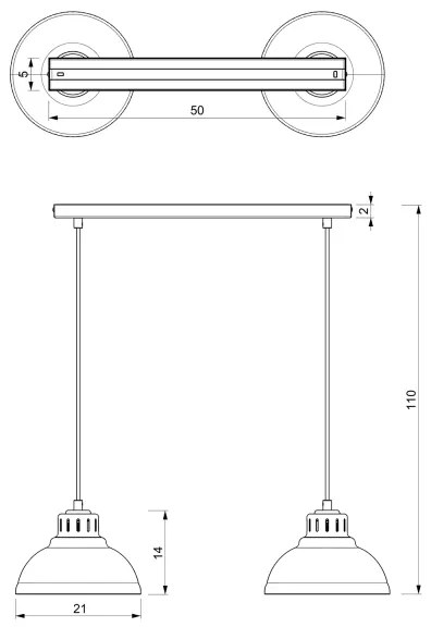 Csillár zsinóron SVEN 2xE27/15W/230V réz