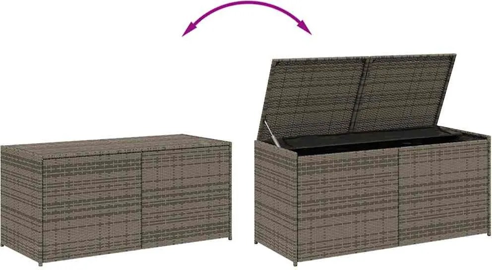 vidaXL szürke polyrattan kerti tárolóláda 283 L
