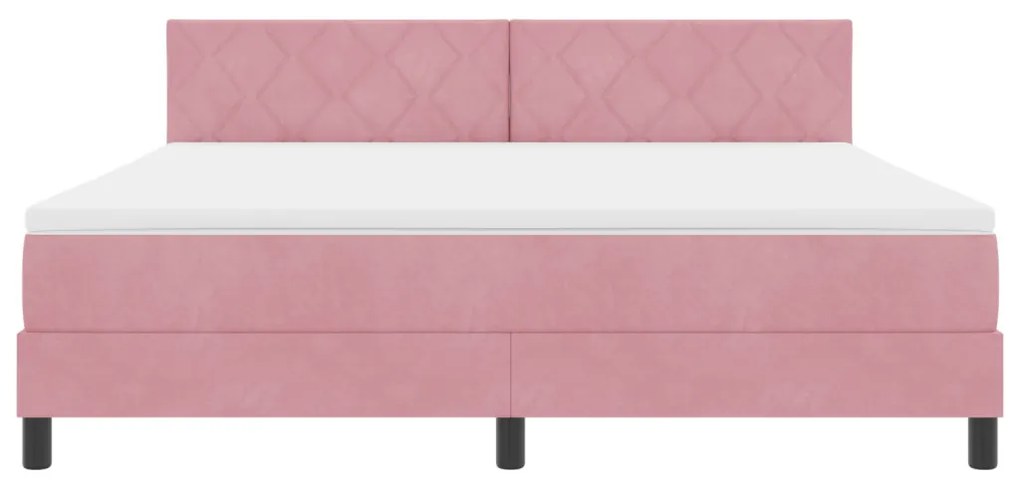 Boxspring Ágy Matraccal Rózsaszín Szuper King Bársony