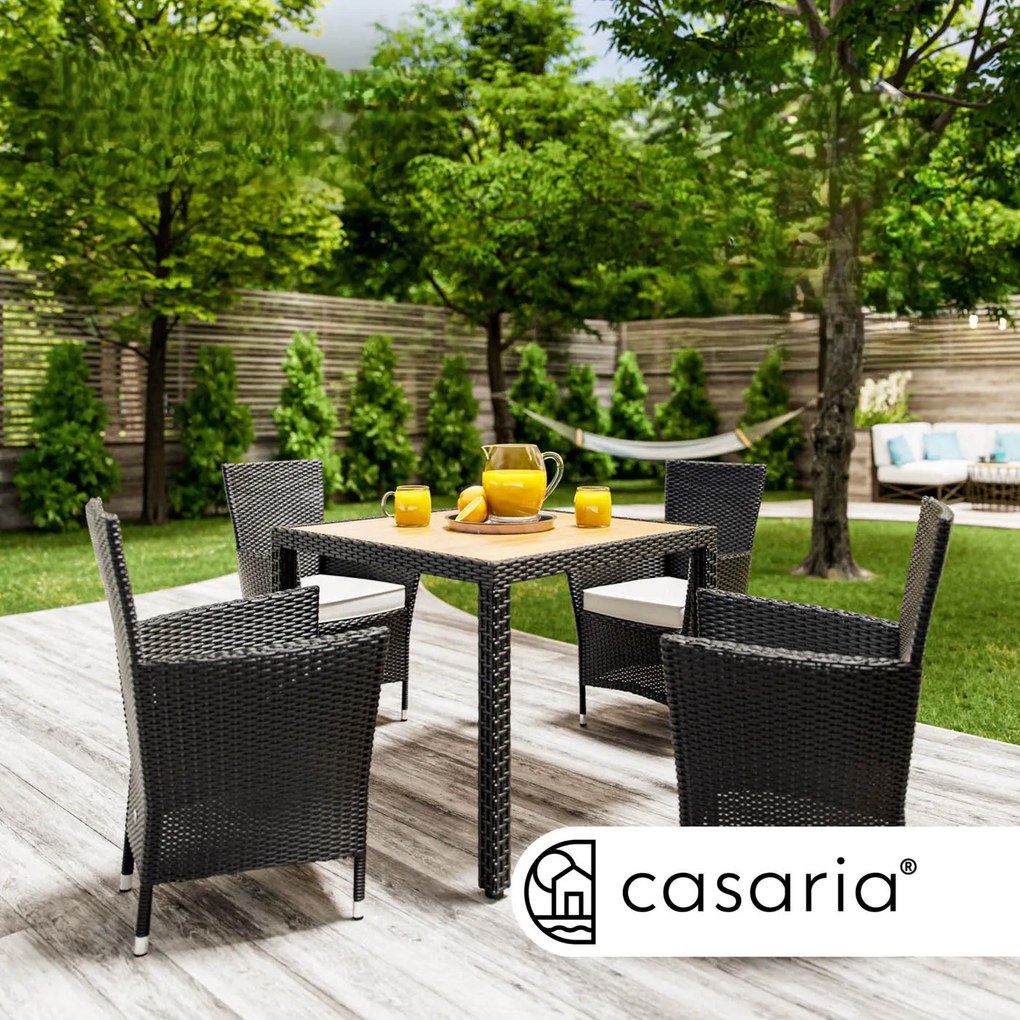 Deuba Berlin 1+4 polyrattan kerti bútor szett - fekete/fa
