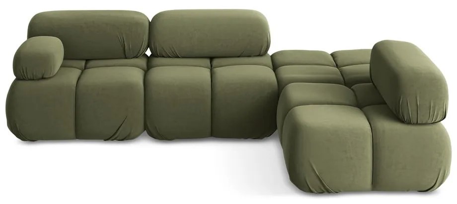 Világoszöld bársony moduláris sarokkanapé (jobb oldali) Lokua – Makamii